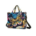 thumbnail image 2 of Butterflies Painting Corduroy Tote Bag Handbag Large Messenger Bag Shoulder Crossbody Zipper Bag Purse, 2 of 8