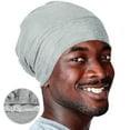 thumbnail image 3 of LEKODE Skull Caps for Women Silk Hat Men Turban Turban Headbands for Women Scarf Head Satin Beanie Silk Skull Caps for Women Gray One Size, 3 of 8