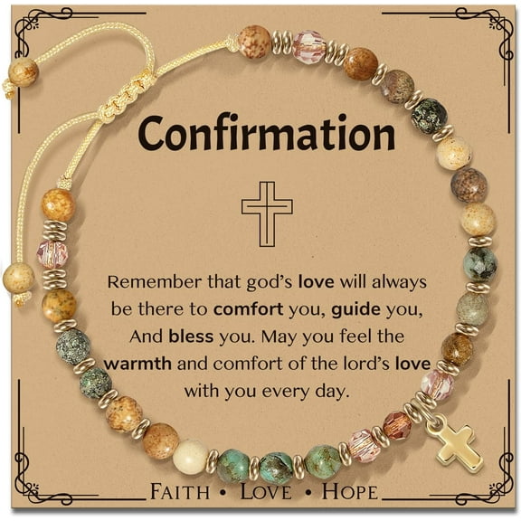 Christian Inspirational Bracelet Gifts for Women: Religious Cross Beads Bracelet Baptism Christmas Day Gifts for Godmother Mom Daughter Sister Friend
