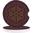 thumbnail image 1 of RYLABLUE Golden Mandala Pattern Purple Set of 6 Car Coaster for Drinks, Absorbent Ceramic Stone Coasters Cup Mat with Cork Base for Home Kitchen Room Coffee Table Bar Decor, 1 of 5