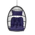 thumbnail image 4 of LEGAHOME Rattan Egg Swing Chair, Outdoor Wicker Hanging Chair with Removable Cushion, Folding Hammock Chair Hanging Basket Chair for Garden Porch Backyard, Dark Blue, 4 of 10