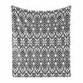 thumbnail image 1 of Black and White Soft Flannel Fleece Blanket, Monochrome Ikat Pattern Bohemian Chevron Modern Scribble Print, Cozy Plush for Indoor and Outdoor Use, 50" x 60", White and Charcoal Grey, by Ambesonne, 1 of 6