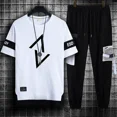 thumbnail image 2 of Conjuntos de pantalones Ropa deportiva Ropa de hombre Chándal estampado Camiseta blanca Sudadera para hombre Trajes deportivos Estilo coreano Xl holgado, 2 of 5