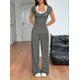 thumbnail image 4 of Tops Cortos Y2K para Mujer, Camisetas de Punto con Cuello en V y Mangas , Camisetas de Punto Ajustadas con Botones. Gris M, 4 of 9