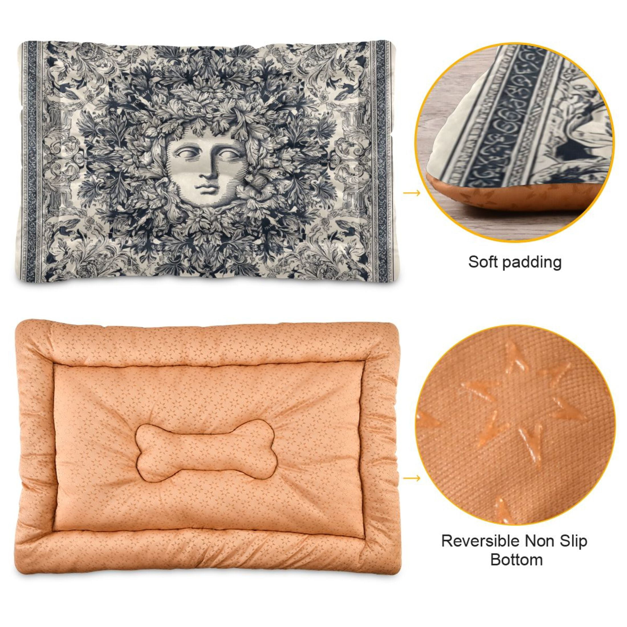 Cozy Mat Pet Bed Indoor Outdoor Warm Soft For Cat Dog Puppy(S/M) Intricate Vintage Pattern