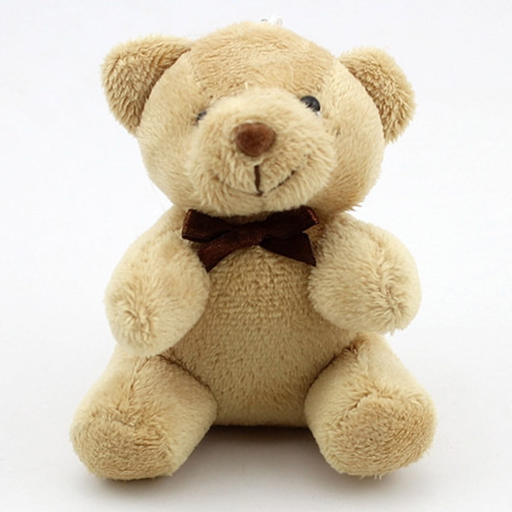 White Mother Teddy Bear w/ Baby Cub Plush Stuffed Animal Keychain Toy Doll 
