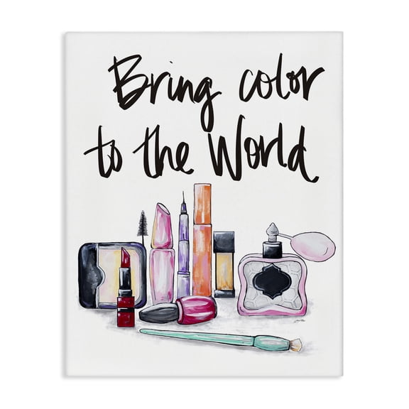 Stupell Industries Art Deco Color To The World Makeup Fashion Phrase Canvas Art, 24 x 30, by Gina Ritter