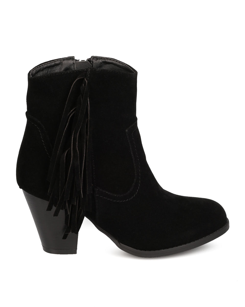 Details about   New Women Refresh Dion-02 Faux Suede Falling Fringe Chunky Heel Riding Bootie