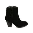 thumbnail image 2 of New Women Refresh Dion-02 Faux Suede Falling Fringe Chunky Heel Riding Bootie, 2 of 5