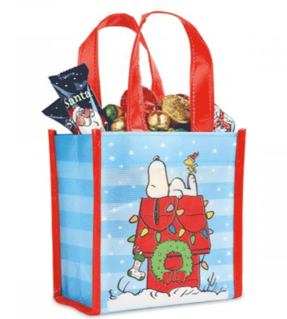 Snoopy Peanuts Woodstock Christmas Fabric Gift Wrap Wrapping Bags 3 Lrge/3 Small 
