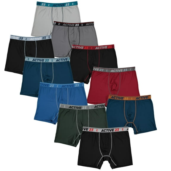 Active 23 10PK Solid Assorted Boxer Briefs