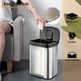 thumbnail image 5 of 13.2 Gallon/50L Step Trash Can, Stainless Steel Garbage Can with Removable Inner Bucket, Kitchen Trash Bin with Soft-Close Lid, Hands-Free Rubbish Bins for Office, Bathroom, Bedroom, Silver, 5 of 8