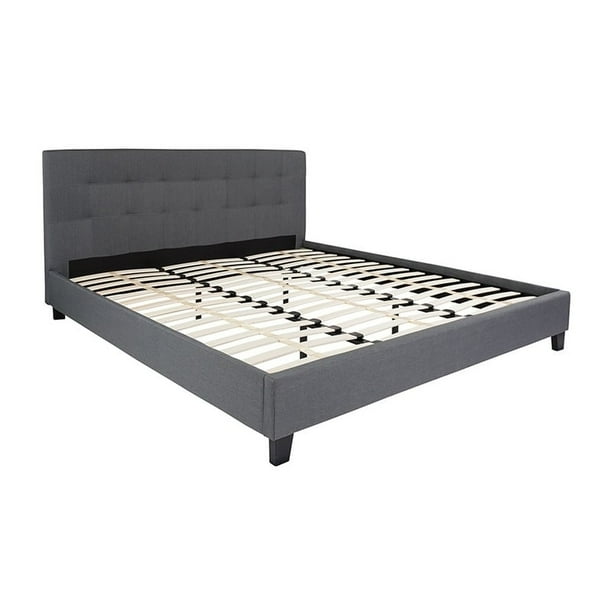 Offex Chelsea King Size Upholstered Platform Bed In Dark Gray Fabric Com Offex Chelsea King Size Upholstered, Chelsea King Bed