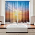 thumbnail image 2 of Ambesonne Sunrise Kitchen Curtains, Horizon Seascape Bay, 55"x39", Orange and Blue, 2 of 3