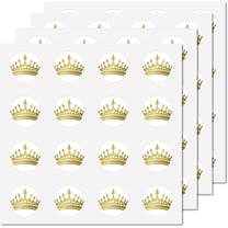128Pcs Crown Stickers Crown Decal Self-Adhesive Waterproof Planner Sticker Round Bulk Gold Stickers for Crafts Water Bottles Laptop Luggage Cup Computer Mobile Phone Skateboard 2.5x2.5cm