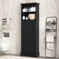 thumbnail image 3 of Tall Storage Cabinet with 3 Drawers and Adjustable Shelves, Freestanding Bathroom Organizer, MDF Board in Black, 3 of 9