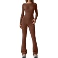 thumbnail image 1 of ORUYROP Womens Sexy Open Back Long Sleeve Flared Bottom Pants Romper Bodycon Jumpsuit, 1 of 6