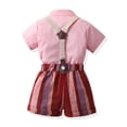 thumbnail image 3 of Tiijoy Boys Party Suit Short Sleeve Dress Shirt Striped Suspenders Shorts Set, Sizes 1-8, 3 of 6