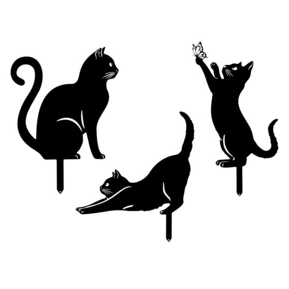 Hearth & Gear Garden Cats Arts 3 Pack Outdoor Yard Metal Weather- Powder Coating Mail Arrived Sign Shoe Men Work Solar Ground Lights Marker Flags Happy Birthday Yard Signs with Name And Garden Flag