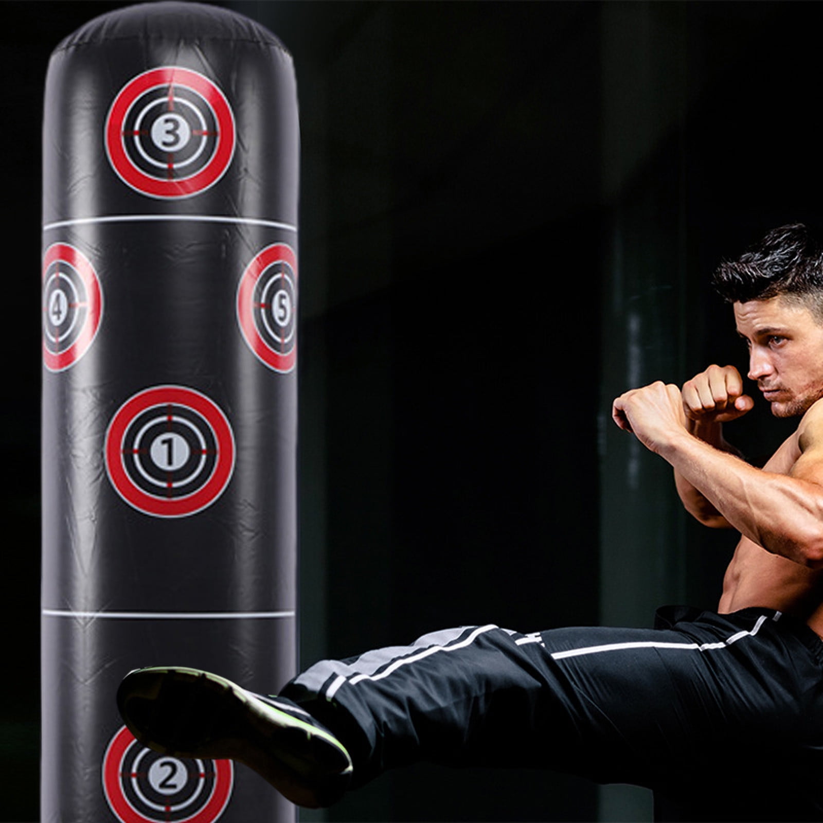 Qonioi Inflatable Punching Bag, Freestanding Boxing Bag for Kids Adults, Youth Punching Bag with Stand, Kickboxing Training Equipment for Home Gym Stress Relief