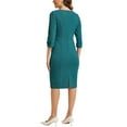 thumbnail image 3 of INSPIRE CHIC Vestido Vintage para Mujeres de Manga 3/4 Vestidos Sheath para Trabajar L Verde Pavo Real, 3 of 6
