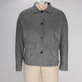 thumbnail image 4 of SwiftWear Women's Faux Suede Cropped Jacket Casual Lightweight Fashion Shacket Button Down Outerwear Trendy Overshirt​​, Gray, 4 of 7