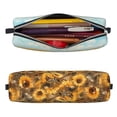 thumbnail image 2 of Cauagu Sunflower Field Bliss Print Leather Pencil Pen Case - Stationery Bag Portable Stationery Bag Big Capacity Pencil Pouch Cosmetic Organizer Bag for Men & Women, 2 of 7
