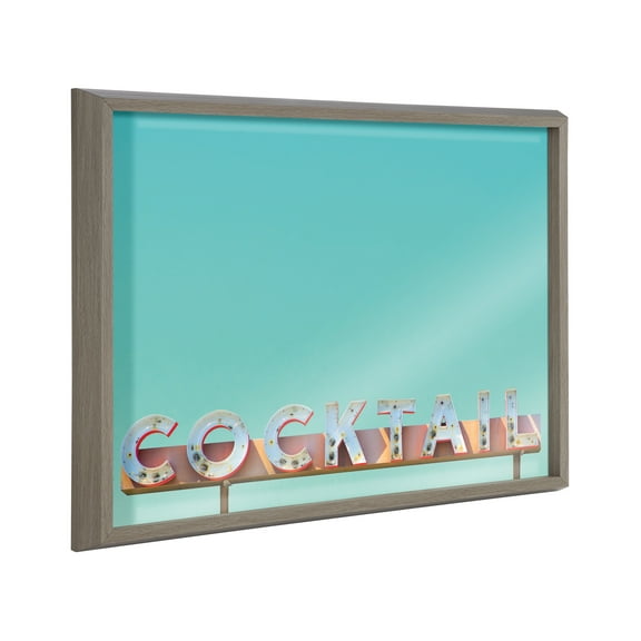 Kate and Laurel Blake Cocktail Hour Framed Printed Glass Art or Dry Erase Board by Robert Cadloff of Bomobob, 18x24 Gray, Multifunction Home Decor