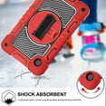 thumbnail image 3 of ELEHOLD 3-Layer Shockproof Case For Samsung Galaxy Tab S9, Rugged Cover with 360° Rotating Kickstand, Wrist Strap, Detachable Shoulder Strap, Red+Black, 3 of 7