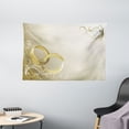 thumbnail image 1 of Wedding Decorations Tapestry, Two Wedding Rings Entangled Swirled Floral Framework Romantic, Wall Hanging for Bedroom Living Room Dorm Decor, 60W X 40L Inches, Sepia Gold White, by Ambesonne, 1 of 2