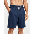 thumbnail image 5 of Men's Soft Knit Bermuda Shorts with Pockets Drawstring Solid Color Casual Summer Sweat Shorts Navy 3XL, 5 of 6