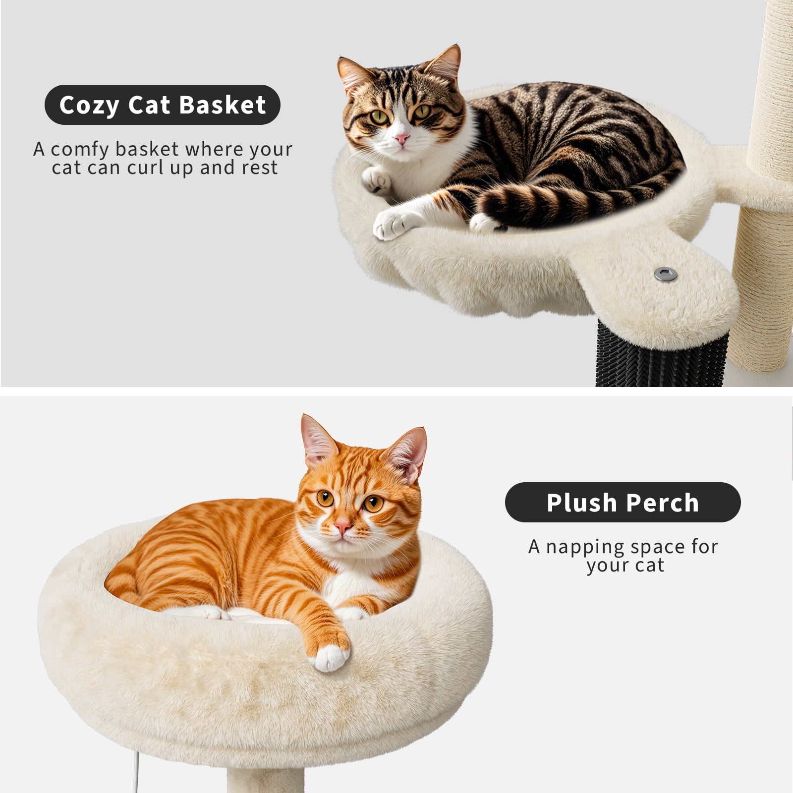 TEQIN Cat Tree with Litter Box Enclosure Furniture,Modern Cat Tower, 53.7’’ H Cat Condo with Sisal Scratching Post and Hammock, Indoor Pet Furniture with Large Platform