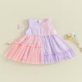 thumbnail image 2 of Robes en Tulle de Couleur Contrastée Sans Manches d'Été pour Filles, 2 of 8