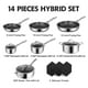 thumbnail image 4 of Juego de ollas y sartenes SNOWCLAD antiadherentes, 14 piezas de utensilios de cocina híbridos de acero inoxidable, sartenes antiadherentes, cacerolas, sartenes y ollas, sartén de cocina sin PFOA, comp, 4 of 5