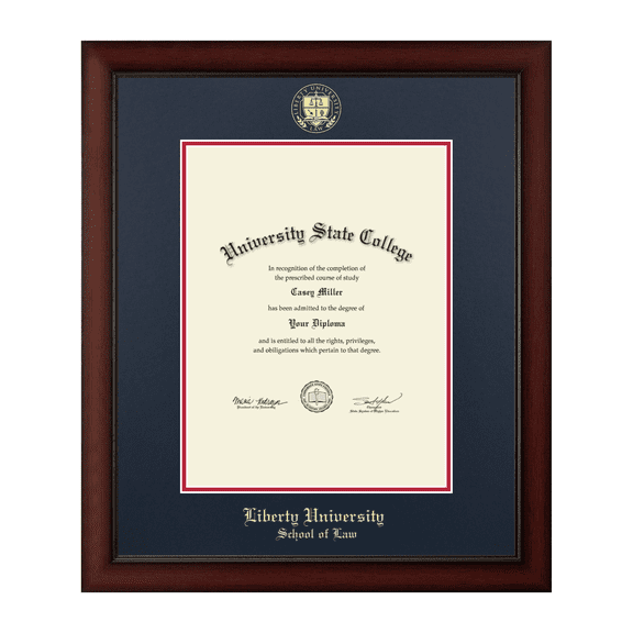 Framerly - Liberty Law Diploma Frame with Navy and Red Mat