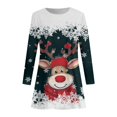 thumbnail image 6 of Christmas Dresses for Womens Holiday Dresses Christmas Womens Long Sleeve Crew Neck Deer Printed Soft Dress Fashion Party Swing Dress, 6 of 6