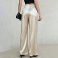 thumbnail image 7 of Levmjia Women's Satin Wide Leg Pants High Waisted Lounge Pants with Pockets Adjustable Drawstring Casual Trousers for Evening, 7 of 7