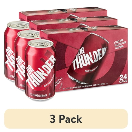 (3 pack) Great Value Dr Thunder Soda Pop, 12 fl oz, 24 Pack Cans