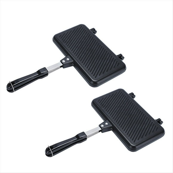 2X Sandwichera Antiadherente A Gas Pan Tostadas MáQuina de Desayuno Hornear Panqueques Barbacoa Horno Molde Molde Parrilla SartéN
