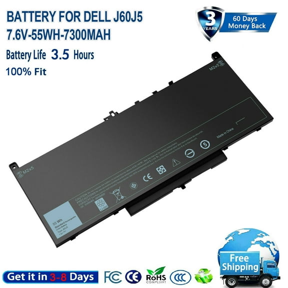 NEW 55Wh J60J5 Laptop Battery Replacement For Dell Latitude E7270 E7470 MC34Y