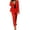 Red L, variant on 2 Pcs/Set Lady Formal Coat Pants Set Long Sleeves Button Decor Lapel Cardigan Mid Length Jacket Straight High Waist Trousers Formal Business Commuting Outfit