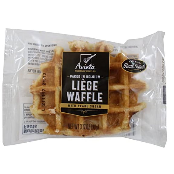 Avieta Baked in Belgium Liège Waffles with Pearl Sugar, 12 Individually Wrapped 3.17 oz Waffles, Single Box