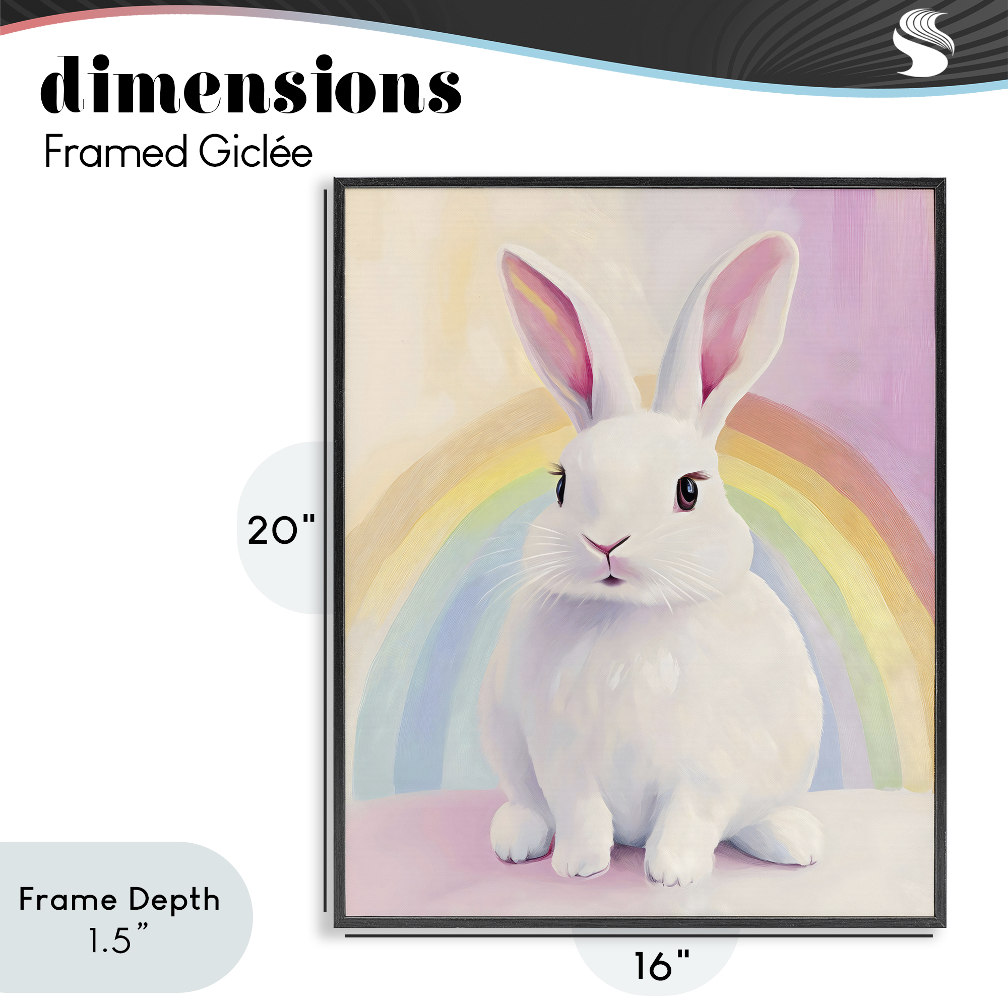 Stupell Industries Rainbow Bunny in Pastel Hues Black Framed Giclee Art, design by The Prints Vibe