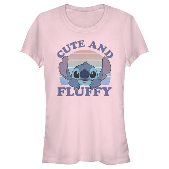 Junior's Lilo & Stitch Cute and Fluffy Graphic Tee Light Pink X Large