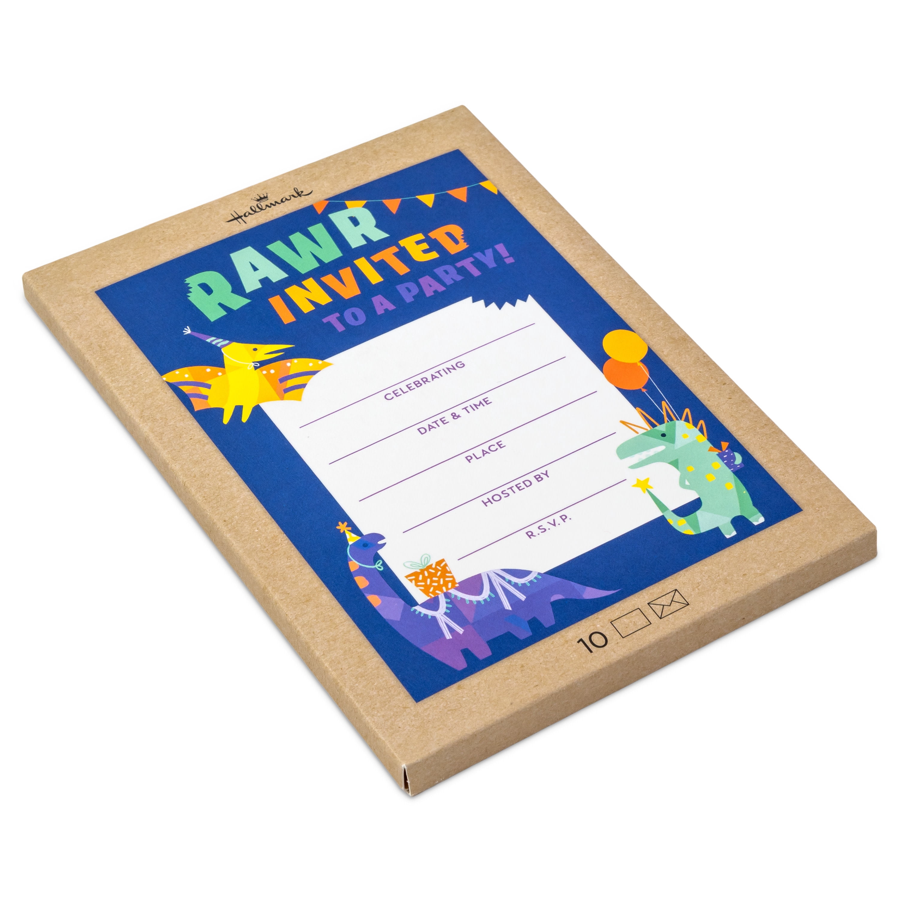 Hallmark Fill-in-the-Blank Kids Party Invitations (Dinosaur Party), Pack of 10