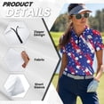 thumbnail image 5 of Aplkyhs Patriotic Star Matching Golf Shirts for Couple with Collar Women's Matching Hawaiian Golf Shirt for Couple Moisture Wicking Quick Dry for Yoga or Daily Wear Fit Plain, 5 of 7
