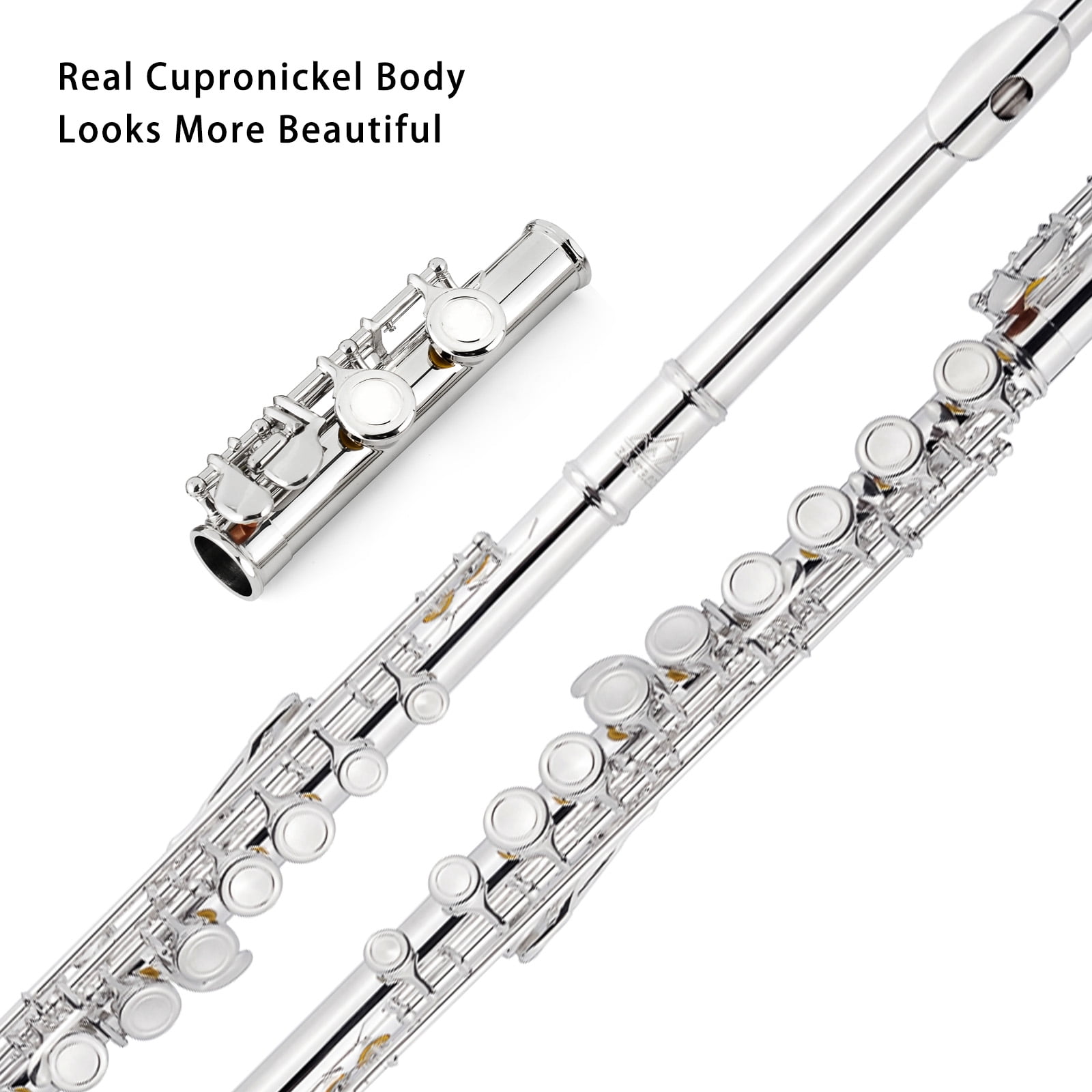 EASTROCK Closed Hole Nickel Plated Flute Soprano Recorder in C 16 with Professional Care Set for School Ensembles and Beginners Silver