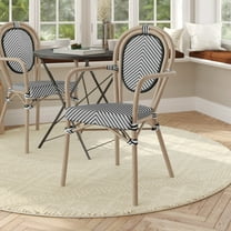 Flash Furniture Aluminum Indoor Stacking Chair with Arms, Black & White