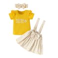 thumbnail image 1 of Mialoley Baby Girl Tops, Suspender Skirt Suit, Short Sleeve Round Neck Blouse Casual Floral Half Dress+Headband, 1 of 8