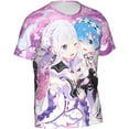 thumbnail image 3 of Anime Re Zero Rem and Ram Shirt Short Sleeve Cosplay T-Shirts Crew Neck 3D Printed Top, 3 of 5